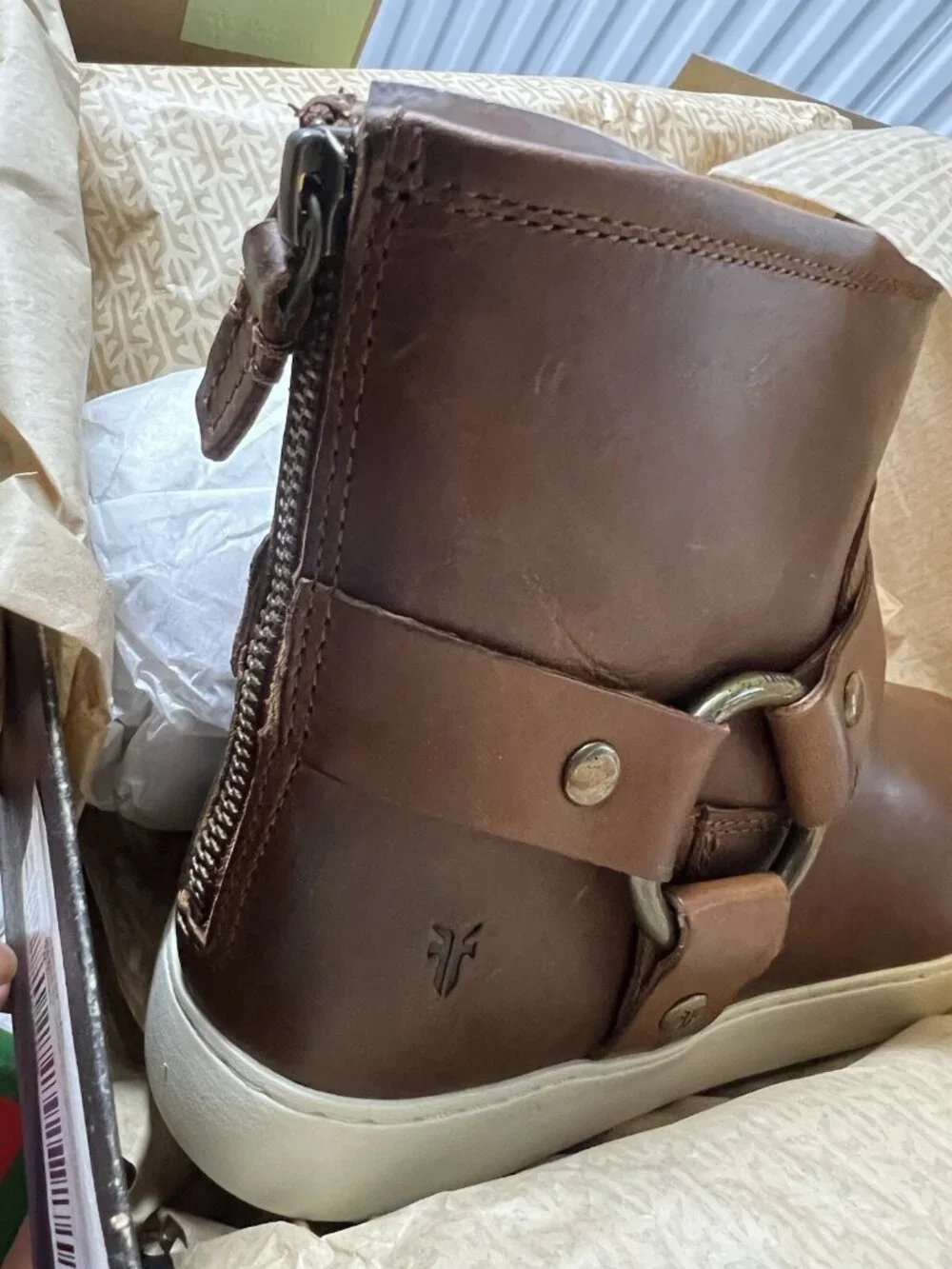 Frye Lena Harness Bootie Size 9 Womens Leather Boots Cognac NEW $298